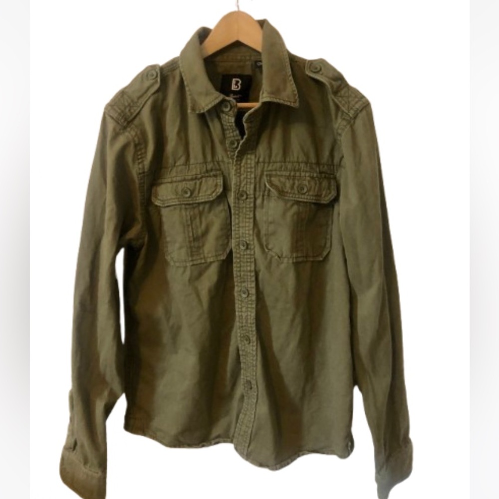 Men's Military Field Shirt in Olive Green Medium